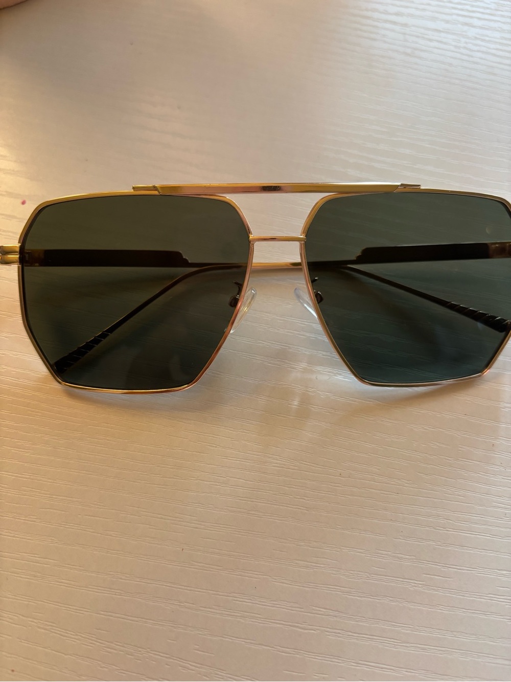 Gold Frame Dark Green Lens Sunglasses Trendy